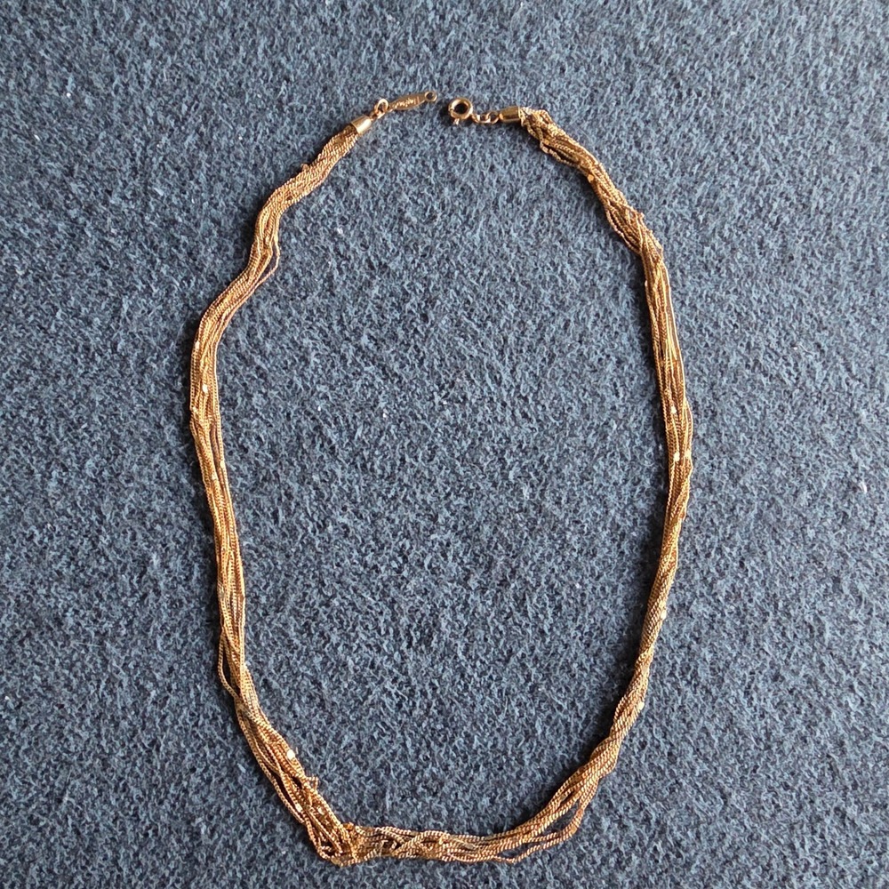 18"‎ Napier Multi Strand Gold Tone Liquid Chain Necklace Vintage Women Jewelry